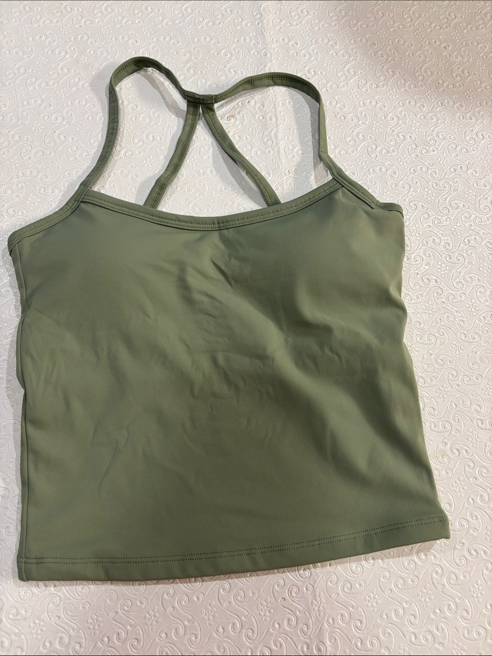 Women's Strappy Tank Top with built in bra - Black, Sage, Taupe - Picture 5 of 7